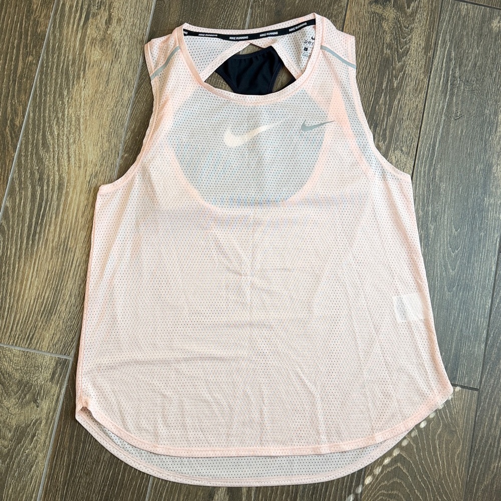 Nike Women’s Pink Breathe Mesh Running Tank/Nike Victory Shape High Support Bra - Picture 3 of 15